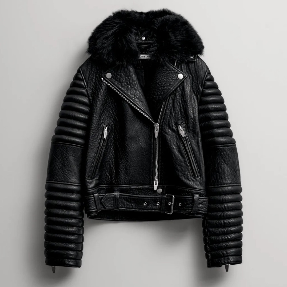 The Arrivals Rainier Leather Moto Jacket in Space Black